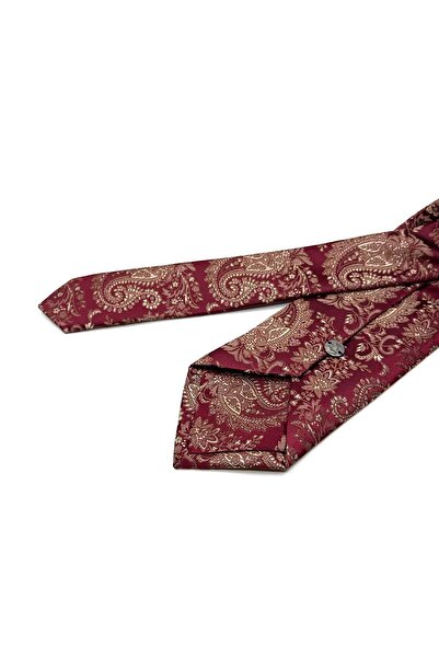 Kravatkolik Bordo Şal Desen Mendilli Klasik Kravat KK13119