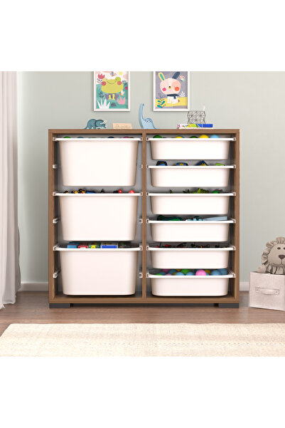 Pratico Carla 9 Sepetli Çok Amaçlı Oyuncak Dolabı Tropik Ceviz