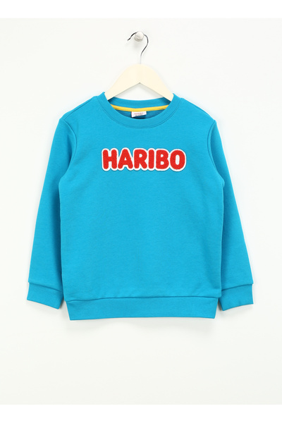 Haribo Embroidered Boys' Turquoise Sweatshirt Hrbtxt308 Children's Sweatshirt