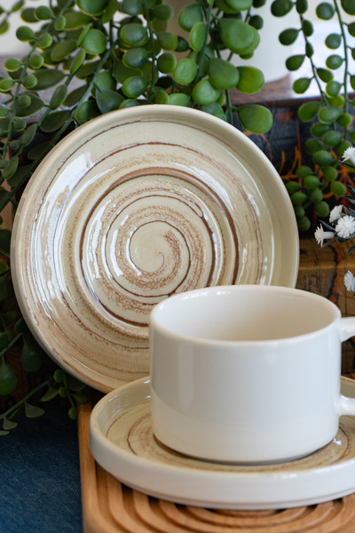 Heda Porselen Jüpiter 4 Parça 2 Kişilik Porselen Büyük Çay Fincan Takımı