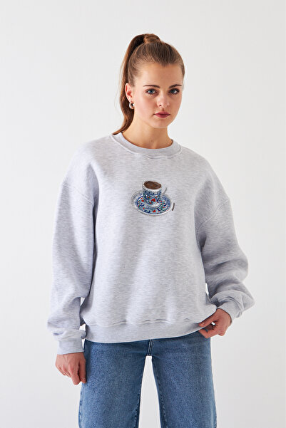 Disante Φούτερ Unisex Oversize Fit Turkish Coffee 2 με στάμπα – Λαιμόκοψη, 3 ...