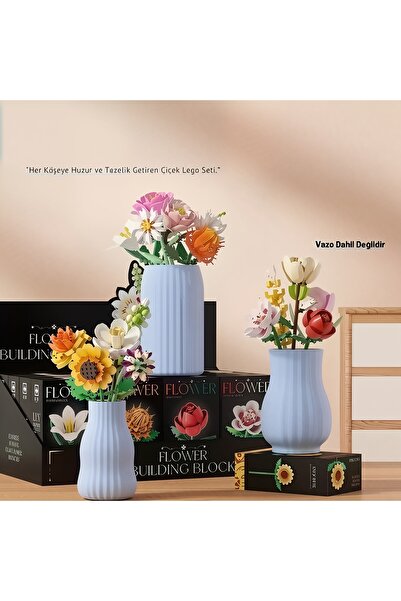 HEY GİDİ GİFT TOY STORE Botanical Mini Çicek Lego Seti - Dekoratif Çiçek Yapım Seti - Dekoratif Ev & Ofis Süsü | Hediyelik