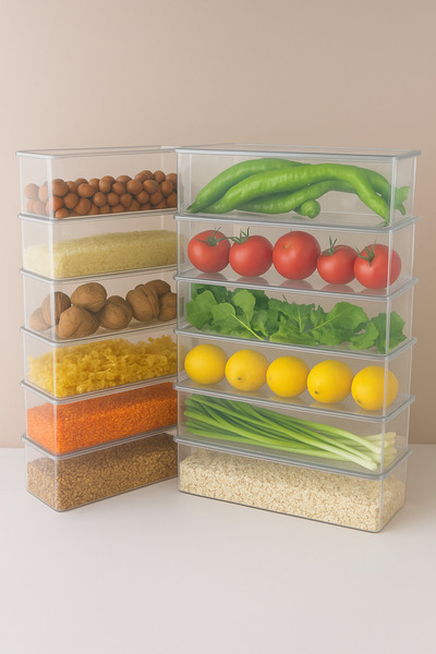 ray plastik 12 Adet Şeffaf Dar Uzun Saklama Kabı 1,5 Lt.