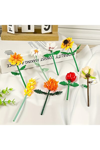 HEY GİDİ GİFT TOY STORE Botanical Mini Çicek Lego Seti - Dekoratif Çiçek Yapım Seti - Dekoratif Ev & Ofis Süsü | Hediyelik