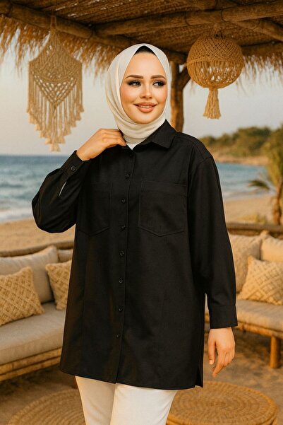 Neva Style Black Shirt with Puane Buttons 10564S