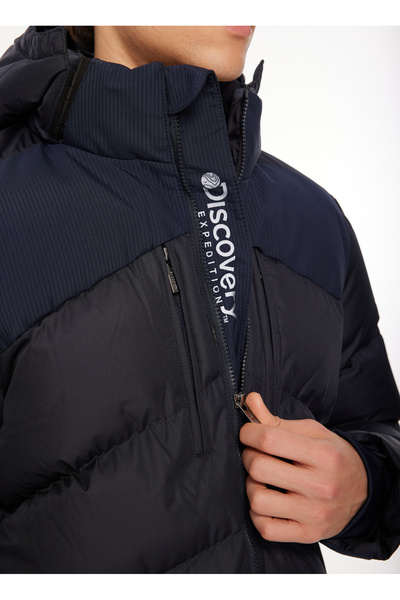 Discovery Expedition Lacivert Erkek Kapüşon Yaka Basic Kapitone Mont D3WM-MNT9