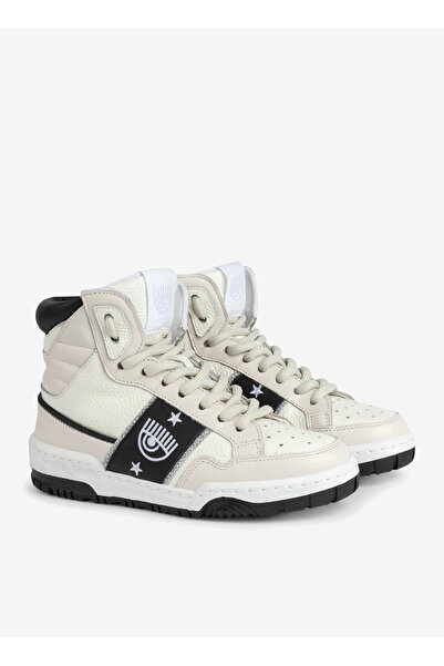 CHIARA FERRAGNI Beyaz-Siyah Kadın Deri Sneaker CF3212_034