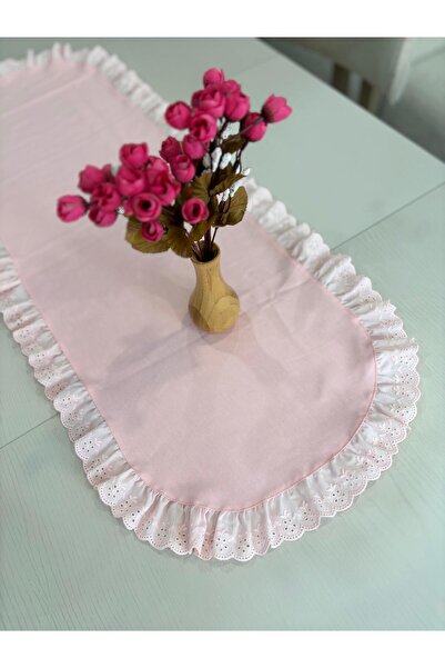 NURGİTA HOME % 100 Pamuk Fisto Fırfırlı Oval Runner (40X110)