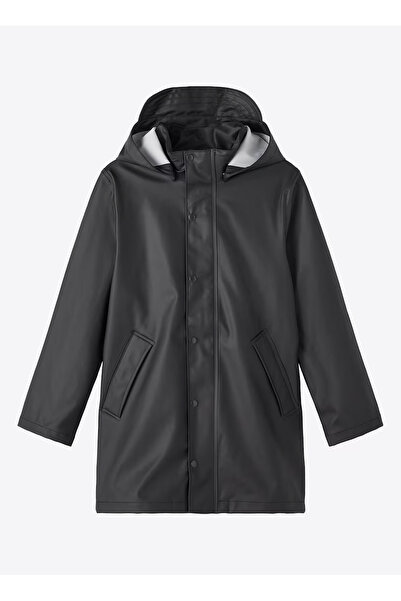 name ıt Siyah Erkek Çocuk Kapüşonlu Waterproof Mont NKNDRY RAIN JACKET LONG 1FO NOOS