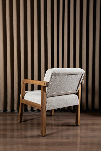 aber teka naturalis decorat et lux Bohem Doğal Ahşap, Açık Ceviz Renk, Mikro Fiber Buklet Kumaş Berjer