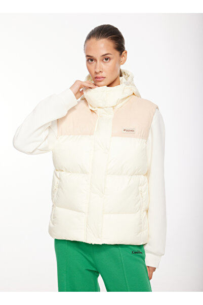 Discovery Expedition D3WL-YLK1 Kırık Beyaz Kadın Kapüşonlu Basic Kapitone Puf...