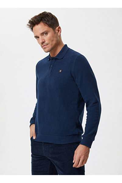 Lee Cooper Ανδρικό φούτερ Polo Neck Navy Blue 241 LCM 241014 NEWBLEND A.LACIVERT