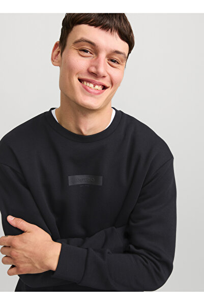 Jack & Jones Bisiklet Yaka Siyah Erkek Sweatshırt 12269375_JJTAKA SWEAT CREW NECK