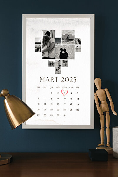 Atölyer KALPLİ TAKVİMLİ FOTOĞRAF KOLAJI 20X30(A4) ÇERÇEVELİ sevgiliye , yıldönümü ,doğum günü hediye