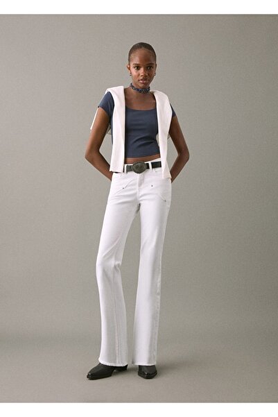 Mango Teen Zımbalı flare jean pantolon