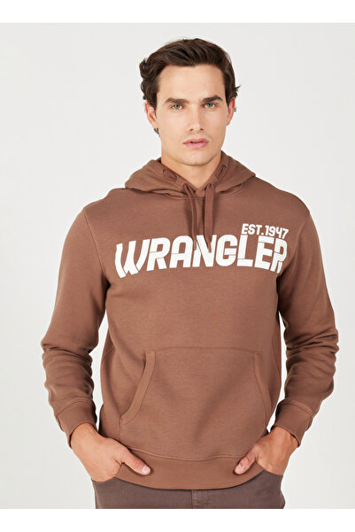 WRANGLER Худі з капюшоном, кавовий колір, чоловічий W232257220 Худі з капюшоном