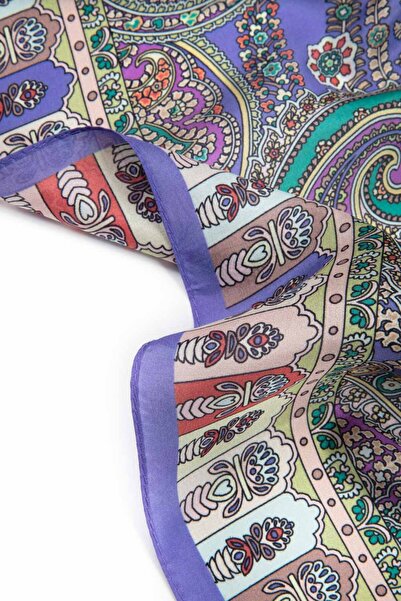 Vissona 100% İPEK ETRO DESENLİ MOR RENKLİ ŞAL