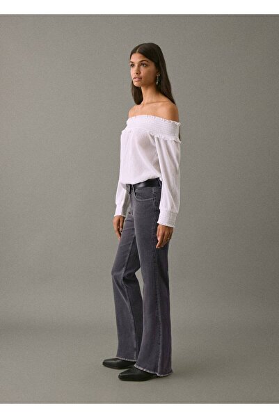 Mango Teen Dikişsiz flare jean pantolon