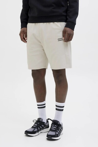 Jack & Jones Men's Beige Jpstkane Matty Sweat Shorts Mid Shorts 12268452-Moonbeam