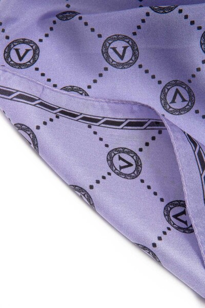 Vissona Σάλι 90x210 με μοτίβο λογότυπου 100% Silk V σε χρώμα λιλά