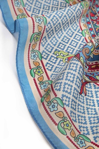 Vissona 100% ΜΕΤΑΞΙ ΣΑΛΙ ΜΕ ΣΧΕΔΙΟ ETRO ΜΩΡΟ ΣΕ ΜΠΛΕ - ΣΜΑΡΑΓΔΕΝΙΟ ΠΡΑΣΙΝΟ ΧΡΩΜΑ