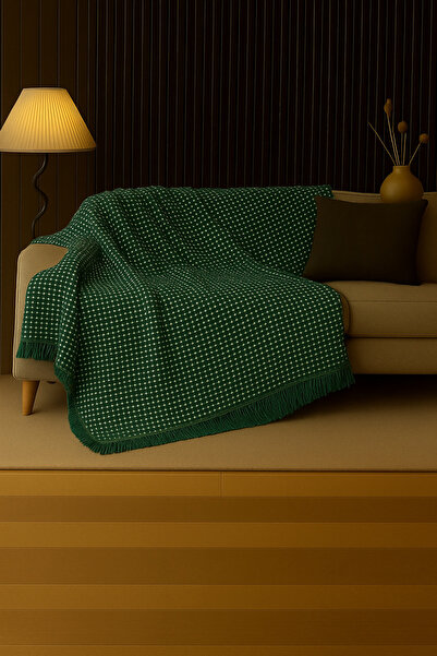 Rell Home Pamuklu Dokulu Koltuk Şalı 170x220 cm – Saçaklı TV Battaniyesi & Dekoratif Koltuk Örtüsü