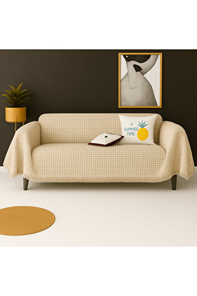 Rell Home Pamuklu Dokulu Koltuk Şalı 170x350 cm Battal Boy – Saçaklı TV Battaniyesi & Dekoratif Koltuk Örtüsü