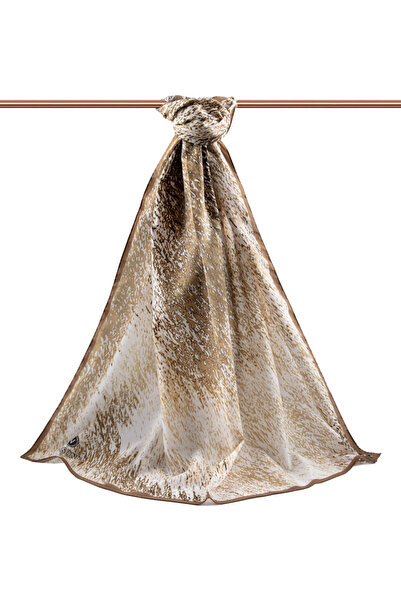 Vissona Luxurious Medina Beige Silk - Zickzack Geometric Pattern, Non-Wrinkle Moss Crepe Sewing Type, 75X195