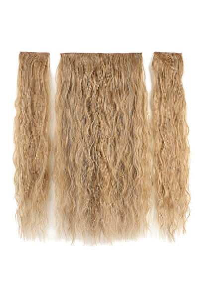 Mina Peruk Fiber Sentetik Kabarık Dalgalı Yarım Ay + 2 Yan Çıt Çıt - Karamel ...