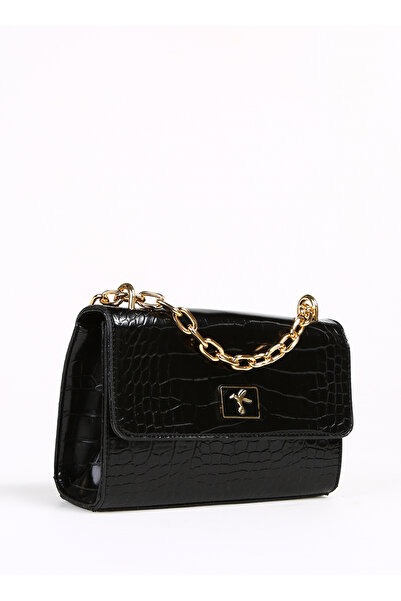 Fabrika Siyah Kadın 22x18x6 cm Omuz Çantası KROKO-WORCES