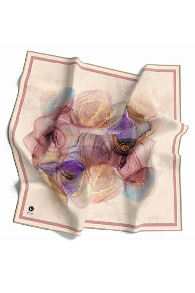 VİOLLA Twill Helezon Batik Desenli Gül Kurusu Renkli 90x90 Eşarp (İpek İçerme...