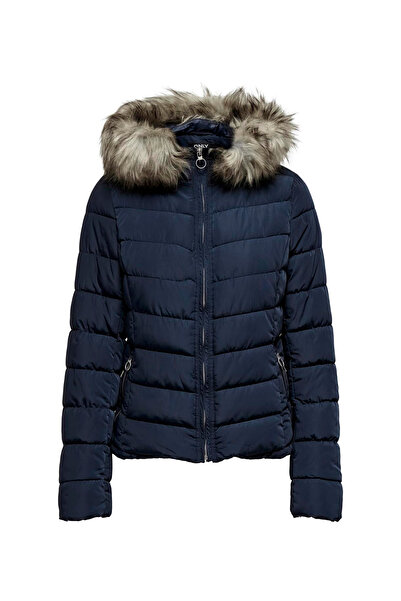 ONLY Lacivert Kadın Mont ONLELLAN QUILTED HOOD JACKET CC OTW