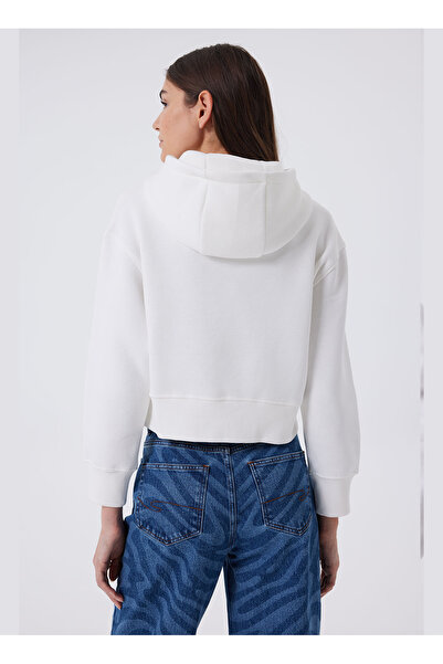 Lee Cooper Hooded Collar White Women's Sweatshirt 241 Lcf 241002 Fiona White