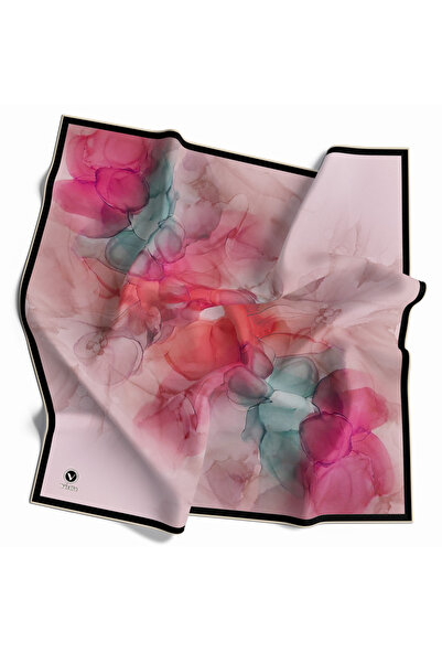 VİOLLA Rayon Batik Desenli Mürdüm Renkli 90x90 Eşarp (İpek İçermez) Kenar Dik...