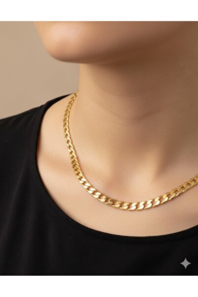 ısıkkonya Paslanmaz Altın Kaplama Unısex Kolye Zincir [alerji Yapmayan Ürün]