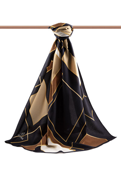 Vissona LÜKS MEDİNE İPEĞİ GOLD DETAYLI KARO DESENLİ HARDAL RENKLİ 75X195 KIRIŞMAZ ŞAL MOSS KREP DİKİŞ TİPİ İ