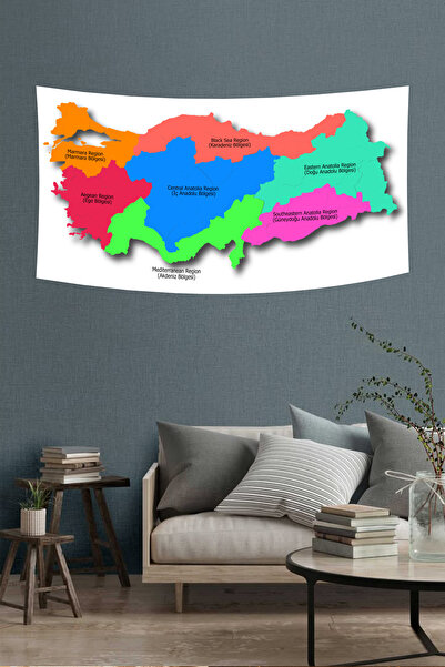 vodler Husă de perete cu hartă colorată a regiunilor Turciei