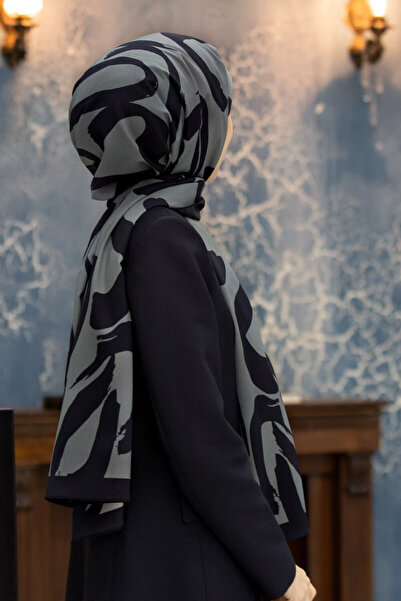 Vissona Luxury Medina Silk - Γκρι μοτίβο, 75x195 Ανθεκτικό σάλι, Moss Crepe Τύπος ραφής - Ιταλικό