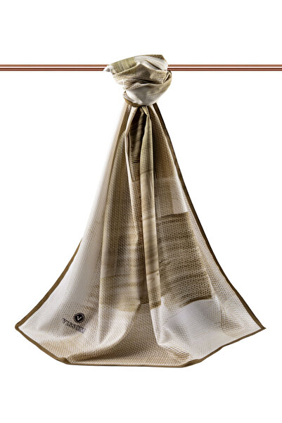 Vissona LÜKS MEDİNE İPEĞİ FIRÇA DESENLİ HARDAL RENKLİ 75X195 KIRIŞMAZ ŞAL MOSS KREP DİKİŞ TİPİ İTALYAN DİKİŞ