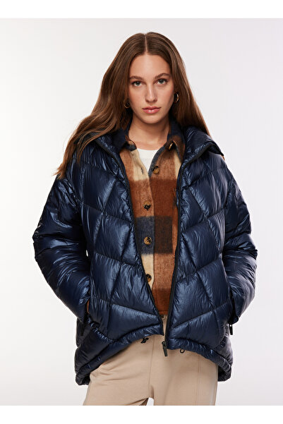 Fabrika Dik Yaka Lacivert Kadın Mont F3WL-MNT7