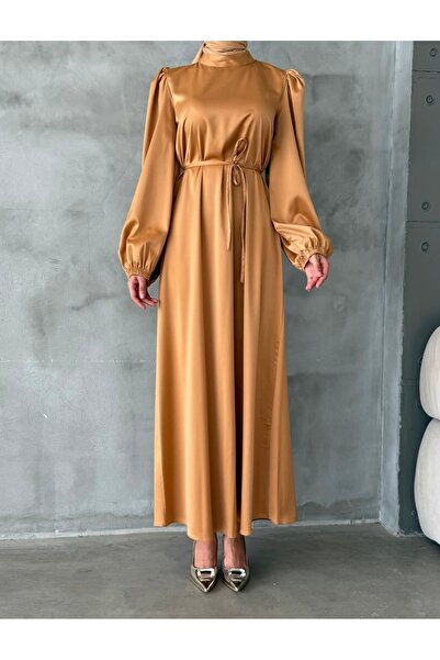 Suedcollection Balon kol saten abiye