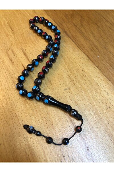 Black Sea Port مسبحة صلاة كوكا باللون الفيروزي - باللون الأبيض مع تطريز ملفوف