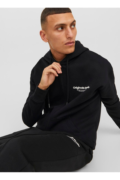 Jack & Jones Kapüşon Yaka Siyah Erkek Sweatshırt 12241691_JORVESTERBRO SWEAT ZIP HOO