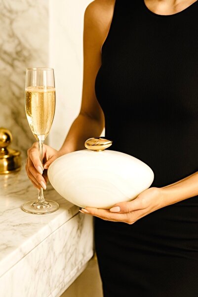 Lilly Opaline Pearly Minaudière – Invitation Bag with Chain Strap