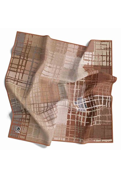 VİOLLA Twill Çizgili Degrade Desenli Bakır Renkli 90x90 Eşarp (İpek İçermez)