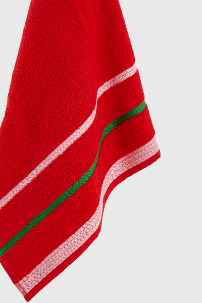 Benetton Home 3 Pieces Bath Towel Hand Face Body Red 100% Cotton 50X90 cm Hand Towel