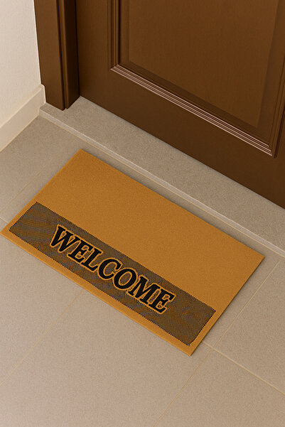 Dormot Koko Textured Door Mat - Welcome Stripe Pattern Non-Slip Base, 45X70 cm