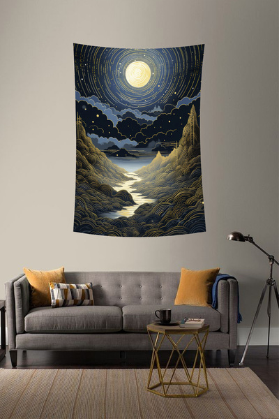 vodler Нощна гледка с златни линии за стена