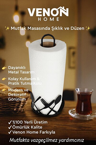 VENON Металевий тримач для столових приборів, тримач для рулону паперу, серветниця, настільний тримач для паперу