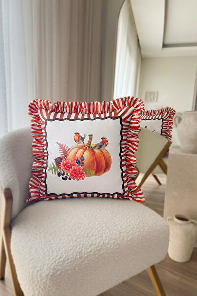 RİTMOHOME Jesen Prugasto Naborani vintage, seoski, bundeva, boem 50x50 Dekora...